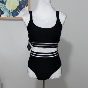 ZAFUL ribbed scoop tank high rise cheeky bikini